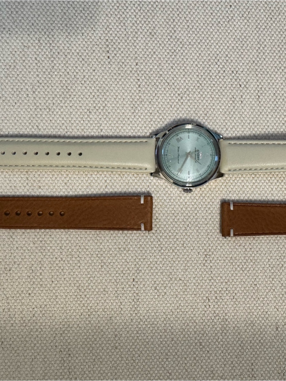 Women's Orient Bambino Solar Watch Silver Blue Dial Brand New